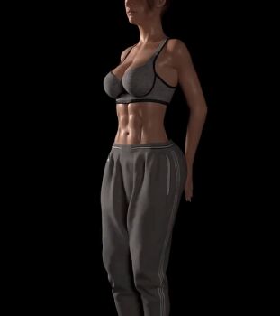 1futa 3d animated animated_gif belly bra breasts bulge developing_erection erection erection_under_clothes futanari grey_pants huge_penis muscular muscular_female pants penis serge3dx shiny_skin solo sportswear sweat sweatpants track_pants underwear