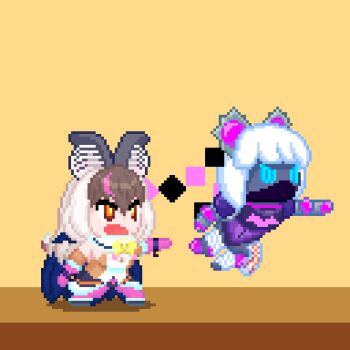 Rule 34 | animal costume, animal ears, brown eyes, brown hair, brown long-eared bat (kemono friends), daisantw, highres, jojo no kimyou na bouken, kemono friends, kemono friends v project, long hair, multicolored hair, parody, virtual youtuber