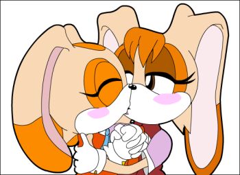 2girls brown_eyes cream_the_rabbit kiss loli multiple_girls sonic_(series) vanilla_the_rabbit yuri