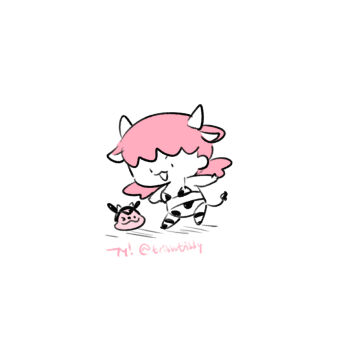animal_print bikini chibi chinese_zodiac cow_print cow_tail gen_2_pokemon gym_leader miltank nintendo pink_hair pokemon pokemon_(creature) pokemon_gsc swimsuit tail tribute_(tributism) whitney_(pokemon) year_of_the_ox