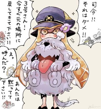 >_< 1boy 4girls ^_^ agent_3_(splatoon) agent_3_(splatoon_3) agent_8_(splatoon) anger_vein animal blonde_hair blue_hat blush callie_(splatoon) candle captain_3_(splatoon) closed_eyes closed_mouth company_connection cousins crossover dog flying_sweatdrops frown greavard hat headgear holding holding_pokemon inkling inkling_girl inkling_player_character legs_apart long_hair marie_(splatoon) mole mole_under_eye multiple_girls nintendo notice_lines octoling octoling_boy octoling_player_character patchwork_clothes peaked_cap plum0o0 pokemon pokemon_(creature) salmonid sandals scar smallfry_(splatoon) sparkle splatoon_(series) splatoon_3 squidbeak_splatoon standing stitches suction_cups tail tail_wagging tentacle_hair torn_clothes translation_request very_long_hair yellow_eyes