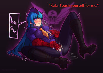 1girl blue_hair female_masturbation kula_diamond m._bison m._bison_(cosplay) masturbation mind_control self_pleasure shadaloo_dolls snk street_fighter the_king_of_fighters