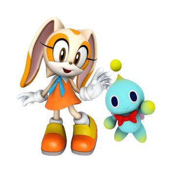 1girl 3d :&gt; absurdres animal_nose arm_at_side ascot blue_ascot blue_eyes body_fur bow bowtie brown_eyes chao_(sonic) cheese_(sonic) child closed_mouth collared_dress cream_the_rabbit creature dress female_focus flat_chest floating full_body furry furry_female gloves hand_up happy heel_up highres long_animal_ears looking_at_viewer multicolored_fur official_art open_mouth orange_dress orange_fur rabbit_ears rabbit_girl rabbit_tail red_bow red_bowtie shoes short_dress short_tail simple_background sleeveless sleeveless_dress smile socks sonic_(series) standing tail third-party_source traditional_bowtie transparent_background two-tone_footwear waving white_fur white_gloves white_socks yellow_fur