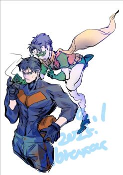 abraxas bat_signal batman_(series) batman_symbol bodysuit dc_comics gloves grey_bodysuit jason_todd male_focus mask multicolored_bodysuit muscular muscular_male pants red_hood_(dc) red_hood_and_the_outlaws red_mask superhero_costume taut_bodysuit two-tone_bodysuit