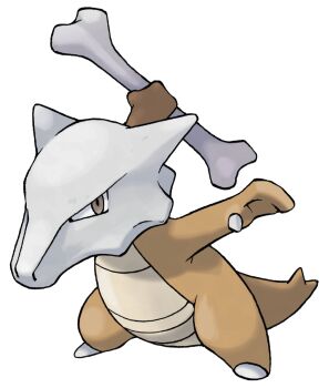 bone brown_eyes full_body gen_1_pokemon highres holding holding_bone marowak nintendo no_humans official_art pokemon pokemon_(creature) pokemon_focus pokemon_frlg solo standing sugimori_ken third-party_source transparent_background v-shaped_eyes