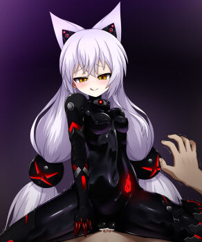 1boy 1girl absurdres alternate_costume alternate_eye_color alternate_hair_color animal_ears bar_censor black_bodysuit blush bodysuit breasts censored clothed_female_nude_male clothed_sex corruption covered_erect_nipples cowgirl_position cum cum_in_pussy entenca g41_(girls'_frontline) girl_on_top girls'_frontline hetero highres latex latex_bodysuit long_hair low_twintails mechanical_ears medium_breasts naughty_face navel nude penis pov sangvis_ferri sex smile solo_focus straddling sweatdrop syringe tight_clothes twintails vaginal very_long_hair white_hair yellow_eyes
