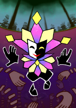 1boy absurdres artist_request bad_id bad_pixiv_id clown clown_boy dimentio highres jester jester_boy male_focus mario_(series) nintendo no_humans paper_mario rayman_limbs solo standing standing_on_liquid super_paper_mario