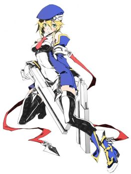 Rule 34 | 1girl, beret, blazblue, blazblue: calamity trigger, blazblue: central fiction, blazblue: chronophantasma, blazblue: continuum shift, blonde hair, full body, gun, hat, holding, holding gun, holding weapon, jacket, noel vermillion, simple background, uniform, weapon, white background
