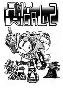 Rule 34 | 1998, 1girl, 2boys, amy rose, arm up, armor, bahn, bahn (cosplay), boots, classic amy, classic sonic, classic tails, cosplay, cover, cover page, dolphin shorts, doujin cover, emi (fighting vipers), emi (fighting vipers) (cosplay), english text, facing away, fighting vipers, fighting vipers 2, fox, gauntlets, goggles, goggles on head, grin, hat, hedgehog, helmet, jacket, mechanical hands, monochrome, multiple boys, picky (fighting vipers), picky (fighting vipers) (cosplay), pointing, sega, shirt, shorts, shoulder armor, skateboard, smile, snout, sonic (series), sonic the hedgehog, sonic the hedgehog (classic), stuffed animal, stuffed toy, tails (sonic), teddy bear, toothpick