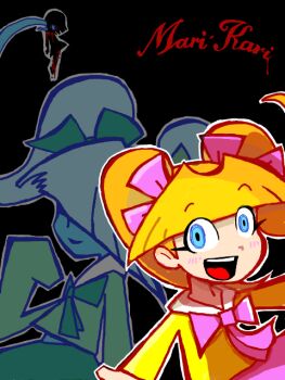Rule 34 | 3girls, blonde hair, blood, commentary request, copyright name, corpse, hair over eyes, kari (mari-kari), mari-kari, mari (mari-kari), multiple girls, siblings, sisters, sukaponta, tegaki, toon (style)