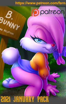 14-bis 1girl 2021 ass babs_bunny blue_eyes bow buck_teeth cameltoe ear_bow ears_down english_text eyelashes feet female_focus fernando_faria furry furry_female huge_ass looking_at_viewer looney_tunes multicolored_fur on_ground outdoors panties patreon patreon_logo patreon_username pink_fur purple_ribbon purple_skirt red_nose ribbon shirt signpost skirt solo solo_focus sweater tail teeth tiny_toon_adventures underwear upskirt warner_bros. watermark web_address white_panties wide_hips yellow_shirt yellow_sweater