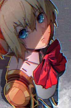 1boy aigis_(persona) android blonde_hair commentary gold_hairband hairband headphones highres joints nerula_fujii persona persona_3 robot_ears robot_girl robot_joints solo
