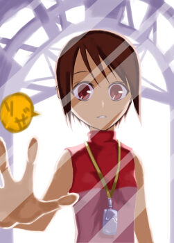 Rule 34 | 00s, 1girl, brown hair, digimon, digimon adventure 02, female focus, jewelry, necklace, red eyes, riza23, short hair, solo, turtleneck, yagami hikari