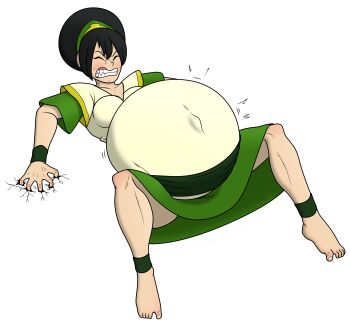 1girl avatar:_the_last_airbender avatar_legends barefoot big_belly black_hair clenched_teeth closed_eyes commission commissioner_upload contractions dress giving_birth green_dress green_skirt hair_bun headband kbeezy5200 labor lying nypod4 on_back pregnant pushing second-party_source skirt solo teeth tomboy toph_beifong