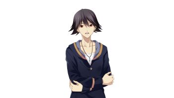 Rule 34 | 1boy, alternate eye color, angry, black hair, blue hoodie, buttons, casual, chaos;child, collarbone, crossed arms, expressionless, game cg, highres, hood, hoodie, itou shinji (chaos;child), jewelry, large variant set, long sleeves, looking at viewer, male focus, matsuo yukihiro, necklace, non-web source, official art, open mouth, red eyes, science adventure, shirt, short hair, solo, spoilers, swept bangs, tachi-e, transparent background, upper body, variant set, white shirt