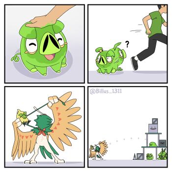 Rule 34 | 1boy, ?, angry birds, beak, billustration, bird, black hair, browt, closed eyes, closed mouth, decidueye, ditto, feathers, gen 1 pokemon, gen 2 pokemon, gen 5 pokemon, gen 7 pokemon, highres, holding, lechonk, nintendo, open mouth, owl, pants, pig, pignite, pokemon, pokemon (creature), pokemon focus, shirt, smile, starter pokemon trio, swinub, tongue, white feathers, winged arms, wings, yellow feathers