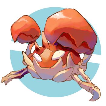 Rule 34 | caramel pkmn, commentary request, crab, full body, gen 1 pokemon, highres, kingler, looking to the side, looking up, nintendo, no humans, pokemon, pokemon (creature), pokemon focus, simple background