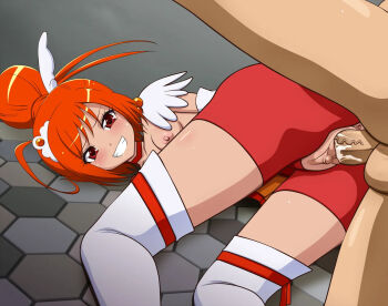 1boy 1girl anus blush breasts censored circle_anco cum cum_in_pussy cure_sunny hino_akane_(smile_precure!) nipples open_mouth penis precure pussy red_eyes red_hair sex short_hair small_breasts smile_precure! vaginal