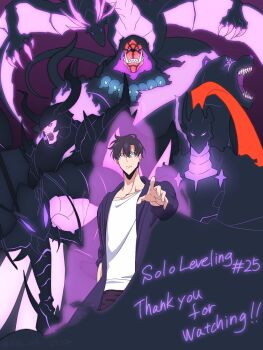 1boy 6+others antlers armor artist_request bear beru_(solo_leveling) black_coat black_hair coat collarbone dragon fake_horns fangs fangs_out full_armor glowing glowing_armor glowing_eyes hair_between_eyes helmet highres horned_helmet horns igris_(solo_leveling) iron_(solo_leveling) kaisel_(solo_leveling) knight long_sleeves looking_at_viewer multiple_others open_clothes open_coat open_mouth plume shaman shirt short_hair solo_leveling sung_jin-woo tank_(solo_leveling) tusk_(solo_leveling) white_shirt