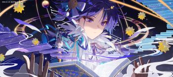 blue_hair book genshin_impact hand_on_headwear hat highres kneeling looking_at_another looking_back male_focus miaoyeza233 open_book scaramouche_(genshin_impact) scaramouche_(kabukimono)_(genshin_impact) shorts sitting smoke stairs star_(symbol) teeth vision_(genshin_impact) walking wanderer_(genshin_impact)