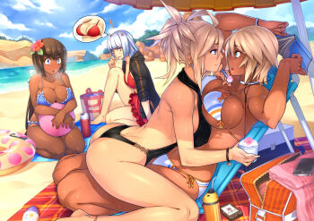 23_(real_xxiii) 4girls anger_vein anklet arched_back arms_up ass ball barefoot beach beachball bikini biting biting_own_thumb blonde_hair blood blue_eyes blue_hair blue_sky blush book bracelet breast_envy breast_press breasts brown-haired_girl_(23) brown_hair butt_crack casual_one-piece_swimsuit cellphone choker cleavage cloud couple covered_erect_nipples criss-cross_halter curvy dark-skinned_female dark_skin day mp3_player earbuds earphones earrings eye_contact female_focus female_pervert flat-chested_girl_(23) flower food ganguro green_eyes gyaru hair_flower hair_ornament halterneck hibiscus highres holding holding_book hood hooded_jacket hugging_object innertube iphone jacket jealous jewelry large_breasts long_hair looking_at_another multiple_girls muscular nosebleed ocean one-piece_swimsuit one-piece_thong open_mouth original outdoors pervert phone ponytail red_eyes ring seiza sela_(23) shaved_ice short_hair side-tie_bikini_bottom sitting sky smartphone smile steam straddling sweat swim_ring swimsuit umbrella underboob ursula_(23) wedding_band wife_and_wife yuri