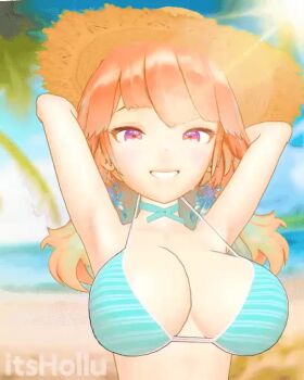 Rule 34 | 3d, animated, beach, bikini, bouncing breasts, breasts, hololive, hololive english, huge breasts, itshollu, musi cassie, sound, strap gap, swimsuit, tagme, takanashi kiara, video, virtual youtuber, winking (animated)