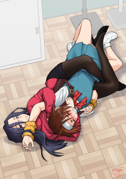 Rule 34 | 2girls, catfight, commission, glasses, justice gakuen, minazuki kyoko, multiple girls, pixiv commission, sadism, sage tory, shiritsu justice gakuen, smile, tagme, wakaba hinata, wrestling