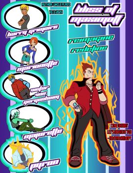 absurdres arm_tattoo boots cover darkstalkers demitri_maximoff felicia_(darkstalkers) glasses harry_(darkstalkers) highres magazine_cover majorette_(darkstalkers) marionette_(darkstalkers) midriff non-web_source pyron shoes streetwear tattoo victor_von_gerdenheim watch wristwatch y2k_fashion