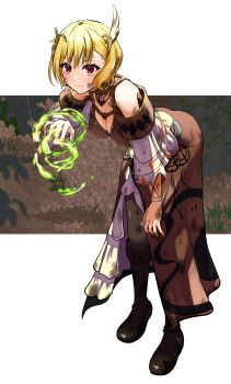 Rule 34 | 1girl, absurdres, ass, bare shoulders, bent over, blonde hair, breasts, brown dress, citrinne (fire emblem), cleavage, dirty, dirty clothes, dirty face, dress, feather hair ornament, feathers, fire emblem, fire emblem engage, gold choker, gold trim, hair ornament, highres, jewelry, leather wrist straps, looking at viewer, magic, medium breasts, mu tu bu, nintendo, red eyes, short hair, solo, sweat, sweatdrop, wing hair ornament