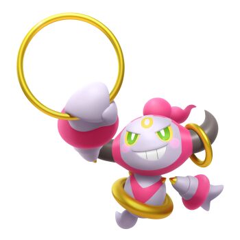 3d absurdres arm_up artist_request bright_pupils colored_sclera full_body gen_6_pokemon green_eyes grin highres holding hoopa hoopa_(confined) horns legendary_pokemon mythical_pokemon nintendo official_art outline pokemon pokemon_(creature) pokemon_focus pokemon_legends:_z-a rayman_limbs second-party_source smile solo teeth transparent_background white_outline white_pupils yellow_sclera
