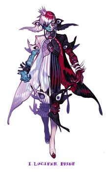 1boy blue_skin bracelet butterfly_wings cape colored_skin crown fingernails heart heterochromia highres insect_wings jewelry long_fingernails male_focus multicolored_hair original pigeon666 purple_eyes red_eyes seven_deadly_sins standing stethoscope stitches wings