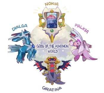 arc_phone arceus chibi dialga dragon dragon_wings english_text full_body gen_4_pokemon giratina giratina_(altered) highres legendary_pokemon mythical_pokemon nintendo no_humans nokia_(company) palkia parody pokemon pokemon_(creature) sui_(suizilla) sweatdrop timestamp wings