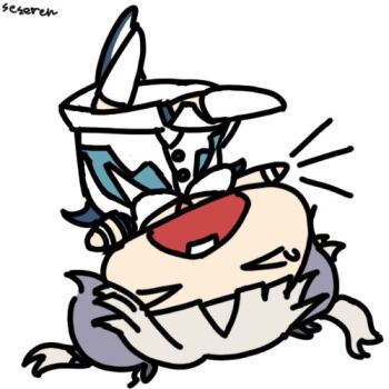 >_< 1girl animated animated_gif crying lowres open_mouth seseren tail upside-down