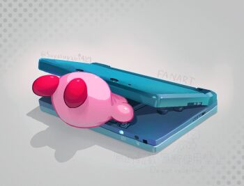 1other colored_skin halftone handheld_game_console kirby kirby_(series) nintendo nintendo_3ds pink_skin red_shoes shoes suyasuyabi twitter_username