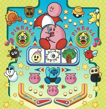 :o artist_request blush blush_stickers bounder bronto_burt chilly_(kirby) closed_mouth commentary english_commentary english_text gordo highres holding holding_umbrella kabu_(kirby) king_dedede kirby kirby's_pinball_land kirby_(series) kracko mr._bright mr._frosty mr._shine musical_note nintendo no_humans official_art open_mouth pinball poppy_bros_sr scan scarfy sitting smile star_(symbol) thick_eyebrows third-party_source twister_(kirby) umbrella whispy_woods