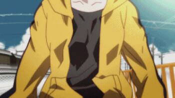Rule 34 | 10s, 1girl, animated, animated gif, anime screenshot, araragi karen, asymmetrical hair, bakemonogatari, black eyes, black hair, female focus, hair between eyes, hood, hooded track jacket, hoodie, jacket, long hair, long sleeves, lowres, monogatari (series), nisemonogatari, one eye closed, outdoors, side ponytail, solo, track jacket, wink, winking (animated)