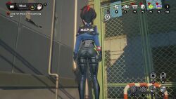 1girl 3d animated ass ass_focus ass_shake black_hair bodysuit from_behind from_below gloves huge_ass jacket jiggle long_hair multicolored_hair pants police police_uniform policewoman ponytail red_hair solo sound tagme video walking zenless_zone_zero zhu_yuan