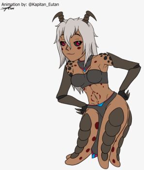 animated animated_gif antennae arthropod_girl breasts claws cpt.tester_works dancing hands_on_own_hips kapitan_eutan looking_at_viewer peaches_(cpt.tester) red_eyes shell skirt small_breasts smile strapless tattoo tube_top white_hair