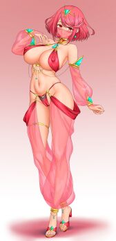 1girl absurdres alternate_costume breasts dancer haishi_kakyo highres large_breasts pyra_(xenoblade) red_eyes red_hair short_hair solo xenoblade_chronicles_(series) xenoblade_chronicles_2