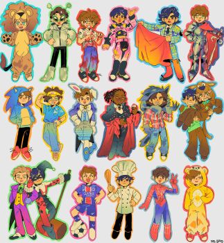 Rule 34 | 6+boys, absurdres, alexander albon, andrea kimi antonelli, animal costume, animal ears, antennae, ball, batman (series), bear costume, black eyes, black hair, black jacket, black pants, black shoes, blonde hair, blood, blood on clothes, blue eyes, blue hoodie, blue pants, blue shirt, blue shoes, bodysuit, brown eyes, brown hair, cape, care bears, carlos sainz, charles leclerc, chef, chef hat, closed eyes, closed mouth, commentary, cosplay, dark-skinned male, dark skin, dc comics, english commentary, esteban ocon, everyone, fake animal ears, fake antennae, fernando alonso, formula one, franco colapinto, funshine bear, funshine bear (cosplay), gabriel bortoleto, george russell, halloween, halloween costume, hammer, harley quinn, harley quinn (cosplay), hat, highres, holding, holding hammer, holding sword, holding unworn cape, holding unworn clothes, holding weapon, hood, hood up, hoodie, isack hadjar, jacket, jester cap, jester costume, joker (dc) (cosplay), knight, lando norris, lewis hamilton, liam lawson, lion costume, male focus, marvel, matador, max verstappen, multiple boys, nico hulkenberg, oliver bearman, onesie, open mouth, orange cape, oscar piastri, outline, pants, paris saint-germain, pierre gasly, purple jacket, purple pants, rabbit ears, real life, red bodysuit, red cape, red eyes, red shoes, scooby-doo, scooby-doo (character), scooby-doo (character) (cosplay), shaggy rogers, shaggy rogers (cosplay), shirt, shoes, short hair, simple background, smile, soccer ball, soccer uniform, sog goog, sonic (series), sonic the hedgehog, sonic the hedgehog (cosplay), spider-man, spider-man (cosplay), spider-man (series), sportswear, sunglasses, sword, the joker, tsunoda yuuki (racecar driver), unworn cape, vampire costume, weapon, werewolf costume, white background, white hat, white jacket, white shirt, white shoes, zombie costume