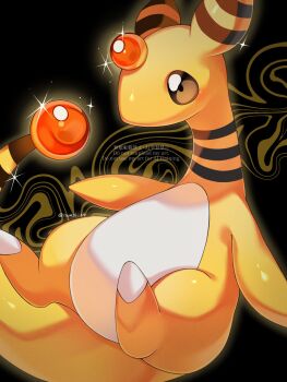 Rule 34 | ampharos, animal focus, black eyes, closed mouth, forehead jewel, gem, gen 2 pokemon, highres, iwasi 29, nintendo, no humans, pokemon, pokemon (creature), pokemon focus, red gemstone, solo, star (symbol), tail
