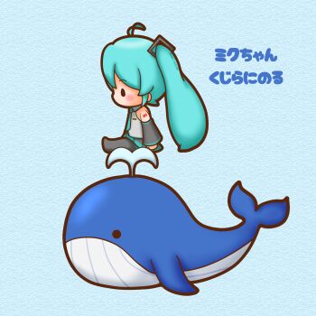 1girl absurdres ahoge aqua_hair chibi chibi_only commentary_request from_side hatsune_miku highres sh1n_chan sitting solo twintails vocaloid whale