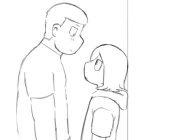 against_wall angel_martinez animated bulge clinical_trial_(game) dizzy dry_humping erection erection_under_clothes hand_on_another&#039;s_arm homunculus100 humping kiss lee_smith size_difference smile sweat tagme tongue video