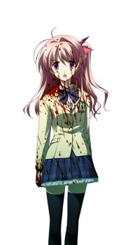1girl annoyed antenna_hair black_thighhighs blazer blood blood_in_hair blood_on_clothes blood_on_face blood_on_hands blood_splatter bow bowtie breasts brown_jacket chaos;head collared_shirt dress_shirt game_cg horror_(theme) jacket looking_at_viewer matsuo_yukihiro miniskirt non-web_source official_art one_side_up open_mouth petticoat pink_eyes pink_hair plaid_bow plaid_bowtie plaid_clothes plaid_skirt purple_bow purple_bowtie sakihata_rimi school_uniform science_adventure shirt skirt small_breasts solo sprite suimei_academy_school_uniform thighhighs transparent_background v-shaped_eyebrows white_shirt zettai_ryouiki