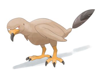 1other animal beak bird closed_mouth commentary english_commentary feathers gen_4_pokemon highres j_stocky nintendo no_humans plucked_feathers pokemon pokemon_(creature) red_eyes simple_background solo staraptor talons
