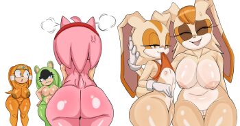 5girls a_name_for_me age_difference amy_rose amy_rose_(hereapathy) anger_vein annoyed ass ass_focus back bad_tag bare_back bare_legs breasts child completely_nude cream_the_rabbit embarrassed flat_chest from_behind furry furry_female gonzalo_costa green_fur green_hair hereapathy huge_ass kyojiri_loli large_breasts legs loli mature_female medium_hair mom_and_daughter mother_and_child mother_and_daughter multiple_girls nipples nude orange_fur orange_hair parent_and_child pink_fur pink_hair pussy sega simple_background sonic_(series) sonic_the_hedgehog_(archie_comics) sonic_the_hedgehog_(idw) speech_bubble surge_the_tenrec tail thick_thighs thighs third-party_edit tikal_the_echidna vanilla_the_rabbit white_background wide_hips