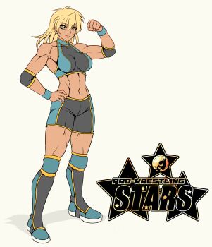 1girl highres midriff muscular muscular_female original solo tagme taroimo_(00120014) wrestler wrestling_outfit wristband