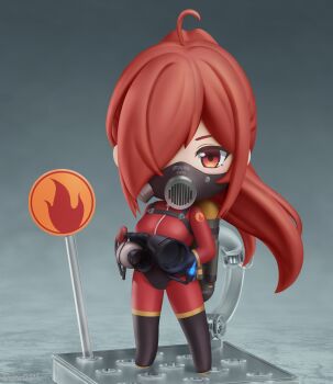 Rule 34 | 1girl, absurdres, ahoge, black boots, black gloves, bodysuit, boots, breasts, fire, flamethrower, full body, gas mask, genderswap, genderswap (otf), gloves, hair over one eye, highres, holding, holding flamethrower, holding weapon, large breasts, long hair, looking at viewer, mask, oxygen tank, ponytail, pyro (tf2), red bodysuit, red eyes, red hair, red pyro (tf2), respirator, shiori2525, solo, standing, team fortress 2, thigh boots, weapon, zipper, zipper pull tab