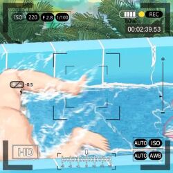 3girls animated ass bikini blush bottomless breasts brown_hair covering_breasts covering_privates innertube large_breasts long_hair medium_breasts multiple_girls navel nude original plump red_hair ryokucha_michi slide swim_ring swimsuit tagme topless_female video wardrobe_malfunction water