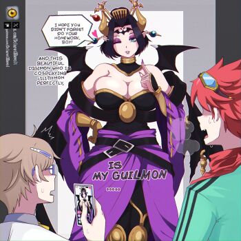 dclaret demon demon_girl digimon digimon_(creature) digimon_story:_time_stranger glasses hair_ornament hairclip lilithmon mark_of_evil nail_polish ribbon sagisaka_hiroko short_hair wings yuuki_dan